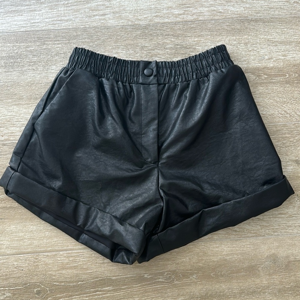 NWT Black Pleather Shorts - Size Medium